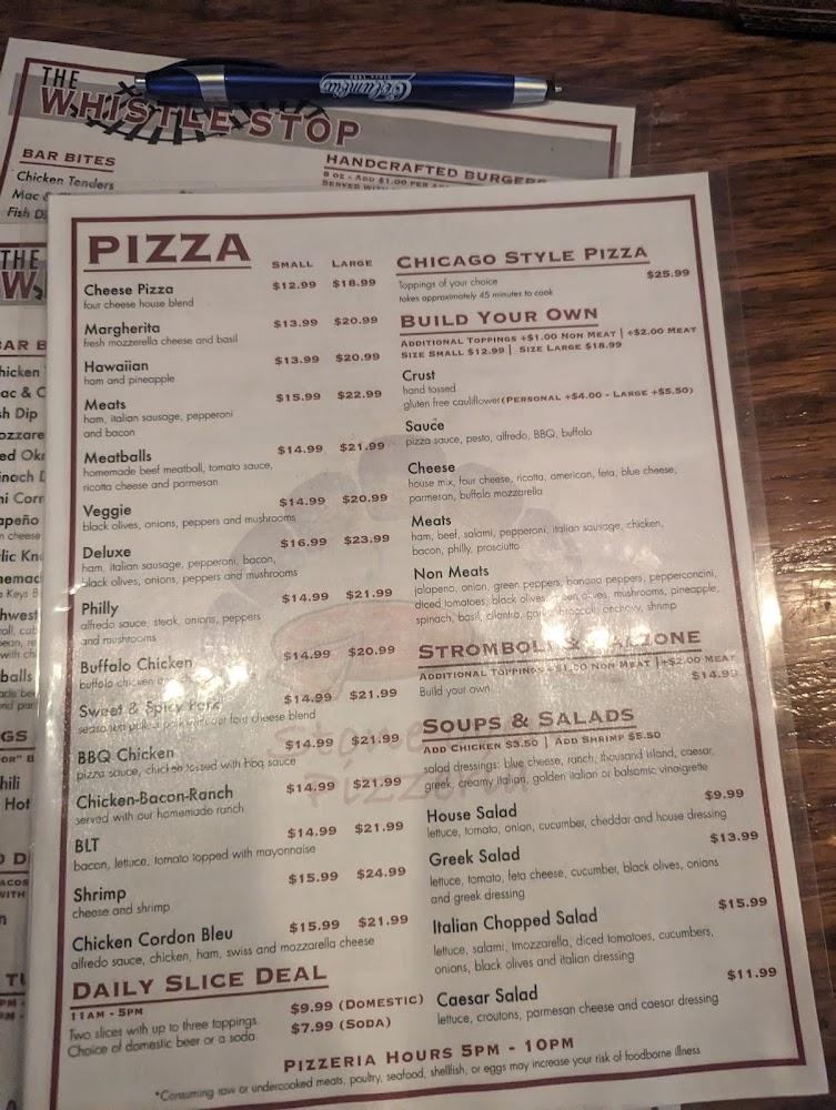 Stone Oven Pizzeria - The Whistle Stop Menu image 1